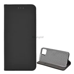   Tok álló, bőr hatású (FLIP, oldalra nyíló, asztali tartó funkció, rombusz minta) FEKETE Oppo A73 4G