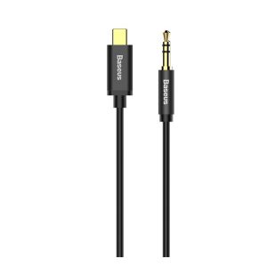 BASEUS M01 audió kábel (3.5mm - Type-C, 3 pólusú jack csatlakozó, 120cm, AUX) FEKETE