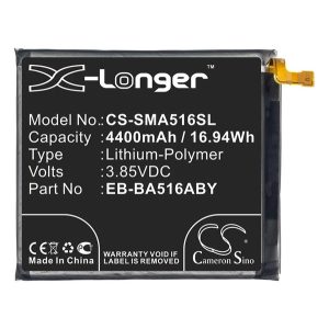 CAMERON SINO Li-Polymer akku (3.85V/4400mAh, Samsung EB-BA516ABY kompatibilis) FEKETE Samsung Galaxy A51 5G (SM-A516F), Samsung Galaxy A51 (SM-A515F)