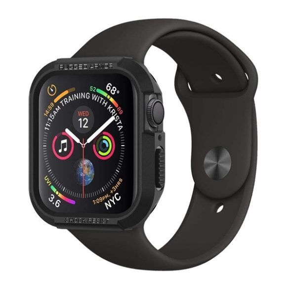 SPIGEN RUGGED ARMOR műanyag óra keret (ütésállóság) FEKETE Apple Watch Series 4 44mm, Apple Watch Series 5 44mm, Apple Watch Series 6 44mm, Apple Watch Series SE 44mm