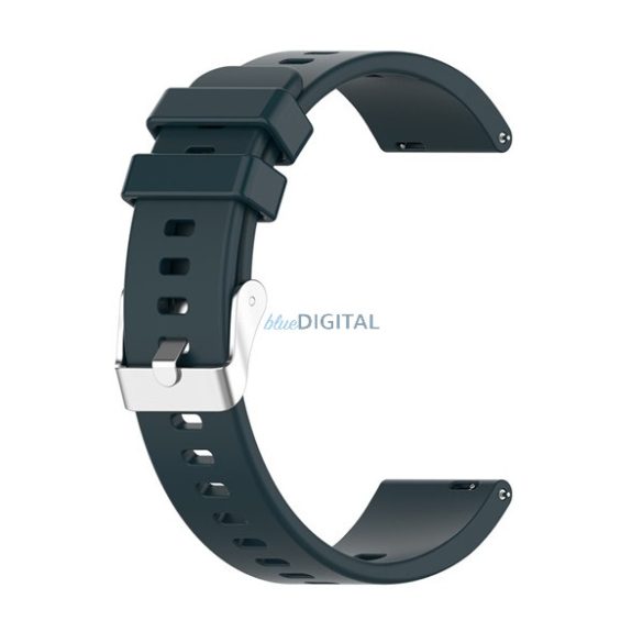 Pótszíj (univerzális, 20mm, szilikon, dupla bújtató) SÖTÉTZÖLD Garmin Vivomove 5, Huawei Watch GT 2 42mm, Samsung Galaxy Watch Active 2 44mm (SM-R820N)