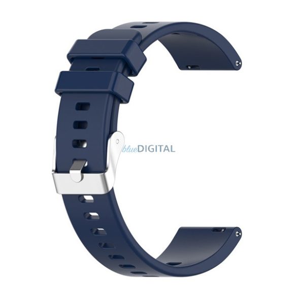 Pótszíj (univerzális, 20mm, szilikon, dupla bújtató) SÖTÉTKÉK Garmin Vivomove 5, Huawei Watch GT 2 42mm, Samsung Galaxy Watch Active 2 44mm (SM-R820N)