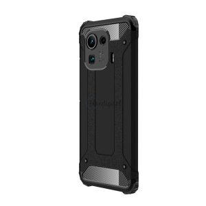 Defender műanyag telefonvédő (közepesen ütésálló, légpárnás sarok, szilikon belső, fémhatás) FEKETE Xiaomi Mi 11 Pro 5G