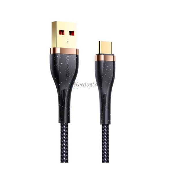 USAMS U64 adatkábel (USB - Type-C, gyorstöltő, 120cm, törésgátló, cipőfűző) FEKETE