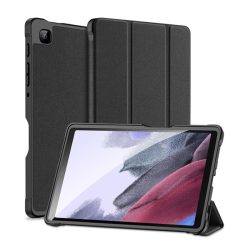   DUX DUCIS DOMO tok álló, bőr hatású (aktív FLIP, oldalra nyíló, TRIFOLD, asztali tartó, textil minta) FEKETE Samsung Galaxy Tab A7 Lite WIFI (SM-T220), Samsung Galaxy Tab A7 Lite LTE (SM-T225)