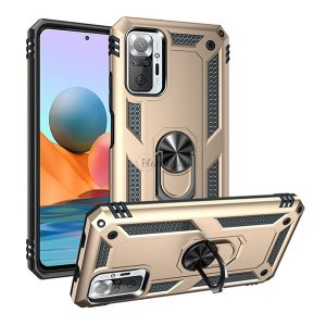 Defender műanyag telefonvédő (közepesen ütésálló, szilikon belső, telefontartó gyűrű, beépített fémlemez) ARANY Xiaomi Redmi Note 10 Pro 4G