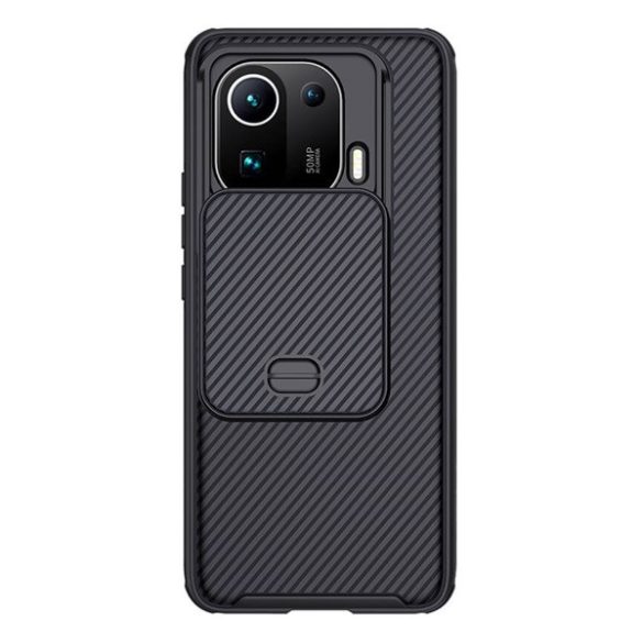 NILLKIN CAMSHIELD PRO műanyag telefonvédő (szilikon keret, közepesen ütésálló, kamera védelem, csíkos minta) FEKETE Xiaomi Mi 11 Pro 5G