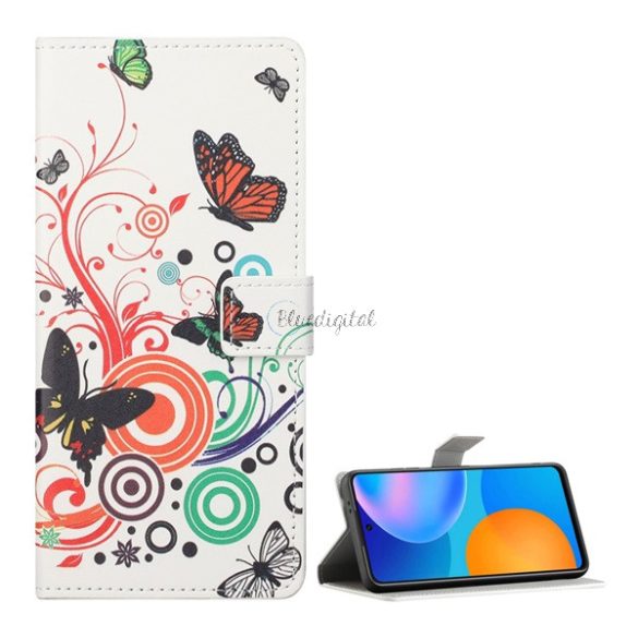 Tok álló, bőr hatású (FLIP, oldalra nyíló, asztali tartó funkció, pillangó, körminta) FEHÉR Samsung Galaxy S21 FE (SM-G990)