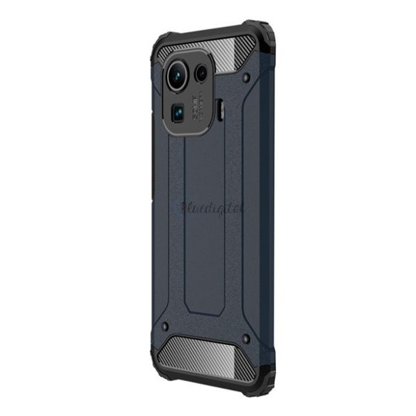 Defender műanyag telefonvédő (közepesen ütésálló, légpárnás sarok, szilikon belső, fémhatás) SÖTÉTKÉK Xiaomi Mi 11 Pro 5G 