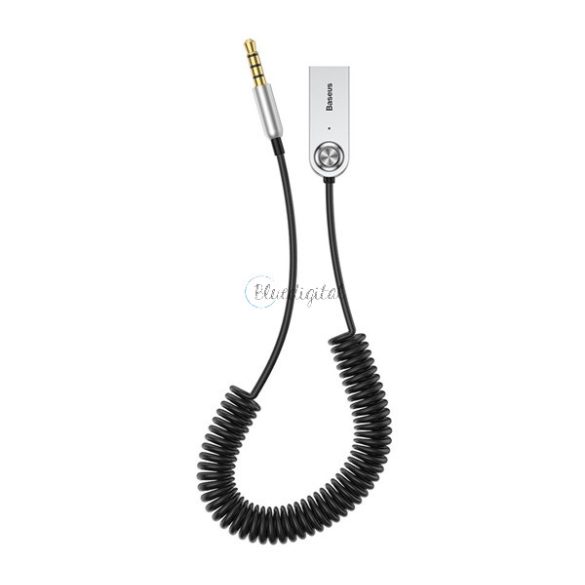 BASEUS bluetooth audió adapter kábel (USB aljzat, v5.0, 3.5mm jack, 120cm, AUX, spirálkábel) FEKETE
