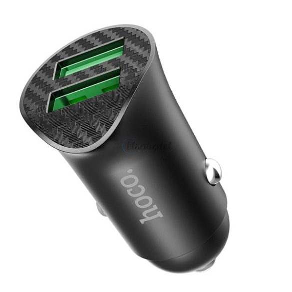 HOCO Z39 autós töltő 2 USB aljzat (18W, gyorstöltő 3.0) FEKETE