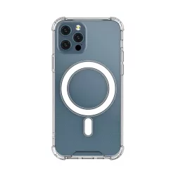   Szilikon telefonvédő (közepesen ütésálló, légpárnás sarok, MagSafe) ÁTLÁTSZÓ Apple iPhone 12 mini
