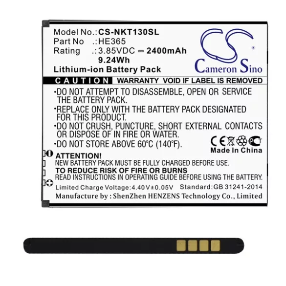 CAMERON SINO Li-Ion akku (3.85V/2400mAh, Nokia HE365 kompatibilis) FEKETE Nokia 1 Plus