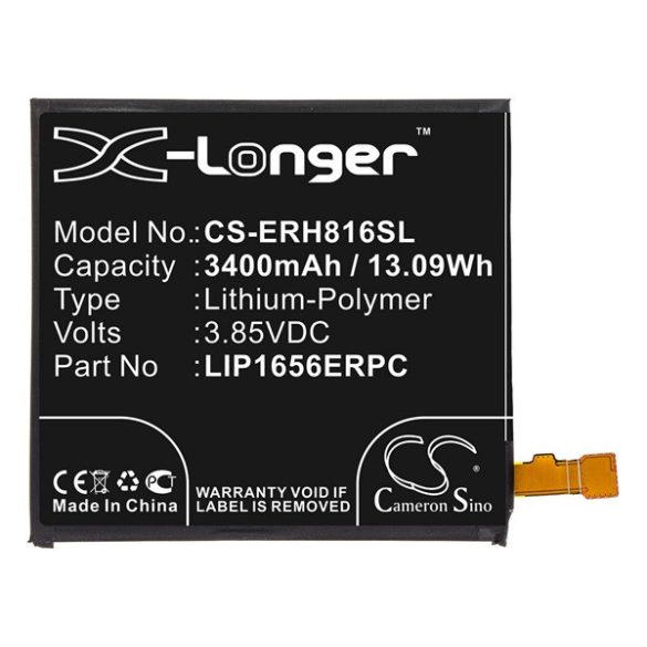 CAMERON SINO Li-Polymer akku (3.85V/3400mAh, Sony 1310-1690 kompatibilis) FEKETE Sony Xperia XZ2 Premium (H8166)