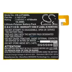   CAMERON SINO Li-Polymer akku (3.85V/4750mAh, Lenovo L16D1P34 kompatibilis) FEKETE Lenovo Tab 4 8 Plus (TB-8704F), Tab 4 8 (TB-8504F)