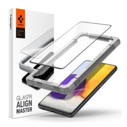   SPIGEN ALM FC képernyővédő üveg (2.5D, ujjlenyomatmentes, extra karcálló, 9H, ultravékony, 0.3mm, színkiemelés) FEKETE Samsung Galaxy A52 5G (SM-A526F), Samsung Galaxy A52 4G (SM-A525F), Sam