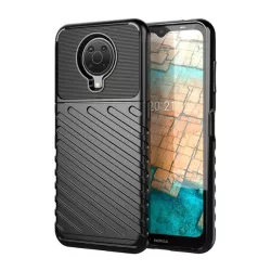   Szilikon telefonvédő (közepesen ütésálló, csíkos, dombor minta) FEKETE Nokia G20, Nokia G10