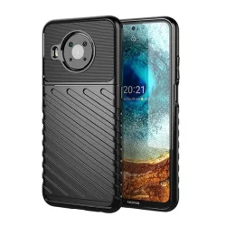   Szilikon telefonvédő (közepesen ütésálló, csíkos, dombor minta) FEKETE Nokia X10, Nokia X20