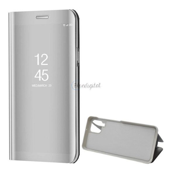 Tok álló (aktív FLIP, oldalra nyíló, asztali tartó funkció, tükrös felület, Mirror View Case) EZÜST Samsung Galaxy A22 4G (SM-A225), Samsung Galaxy M22 (SM-M225F)