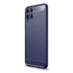   Szilikon telefonvédő (közepesen ütésálló, légpárnás sarok, szálcsiszolt, karbon minta) SÖTÉTKÉK Samsung Galaxy A22 4G (SM-A225), Samsung Galaxy M22 (SM-M225F)