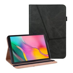 Tok álló, bőr hatású (aktív FLIP, oldalra nyíló, asztali tartó, koptatott bőrhatás, ceruza tartó) FEKETE Samsung Galaxy Tab A 10.1 WIFI (2019) SM-T510, Samsung Galaxy Tab A 10.1 LTE (2019) SM-T515