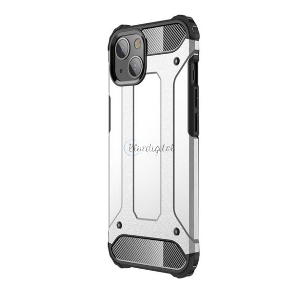 Defender műanyag telefonvédő (közepesen ütésálló, légpárnás sarok, szilikon belső, fémhatás) EZÜST Apple iPhone 13 mini