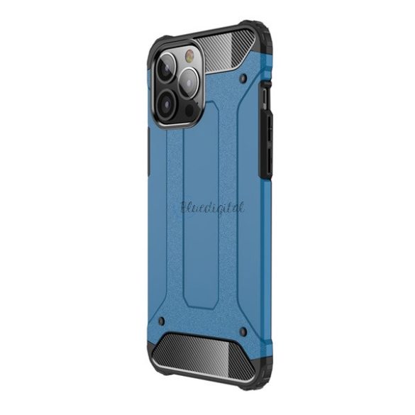 Defender műanyag telefonvédő (közepesen ütésálló, légpárnás sarok, szilikon belső, fémhatás) VILÁGOSKÉK Apple iPhone 13 Pro Max
