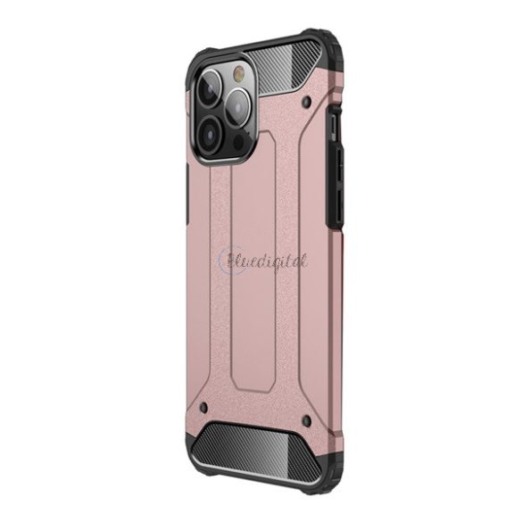 Defender műanyag telefonvédő (közepesen ütésálló, légpárnás sarok, szilikon belső, fémhatás) RÓZSASZÍN Apple iPhone 13 Pro Max