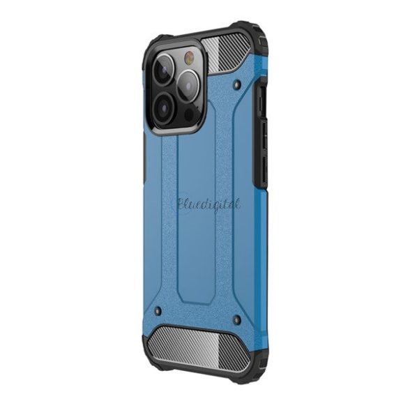 Defender műanyag telefonvédő (közepesen ütésálló, légpárnás sarok, szilikon belső, fémhatás) VILÁGOSKÉK Apple iPhone 13 Pro