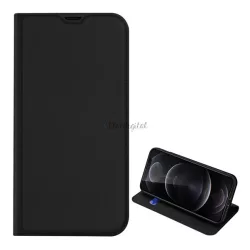   DUX DUCIS SKIN PRO tok álló, bőr hatású (FLIP, oldalra nyíló, bankkártya tartó, asztali tartó funkció) FEKETE Apple iPhone 13 Pro Max