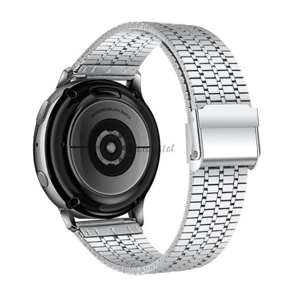 Pótszíj (univerzális, 20 mm, fém) EZÜST Huawei Watch GT 2 42mm, Samsung Galaxy Watch Active 2 44mm (SM-R820N), Samsung Galaxy Watch Active 2 40mm (SM-R830N), Samsung Galaxy Watch Active (SM-R500N