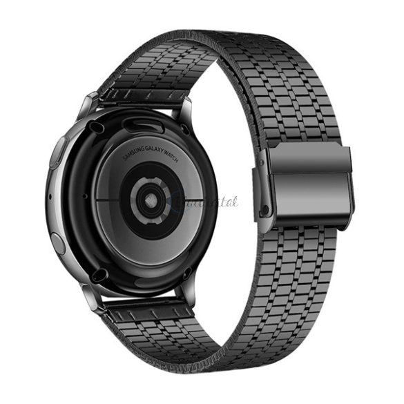 Pótszíj (univerzális, 20 mm, fém) FEKETE Huawei Watch GT 2 42mm, Samsung Galaxy Watch Active 2 44mm (SM-R820N), Samsung Galaxy Watch Active 2 40mm (SM-R830N), Samsung Galaxy Watch Active (SM-R500N