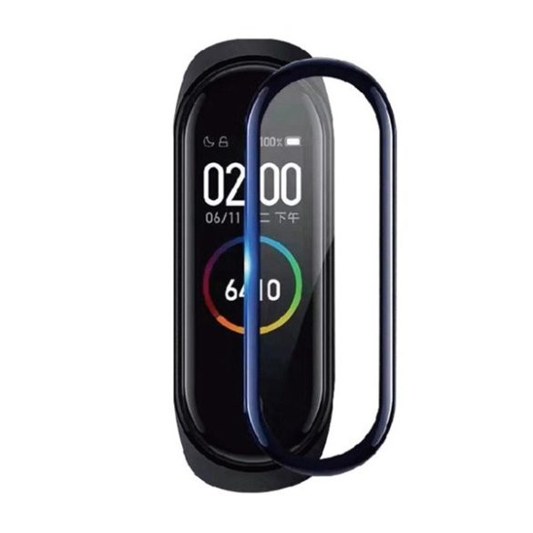 Kijelzővédő üveg (3D, 0.3mm, 9H) FEKETE Xiaomi Mi Band 6