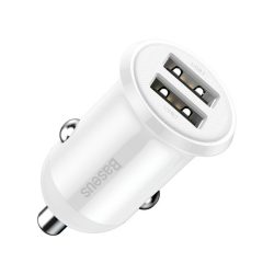   BASEUS GRAIN PRO autós töltő 2 USB aljzat (24W, gyorstöltő) FEHÉR