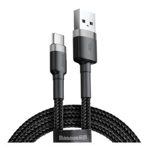 BASEUS CAFULE adatkábel (USB - Type-C, 40W, PD gyorstöltő 3.0, 100cm, cipőfűző) SZÜRKE/FEKETE