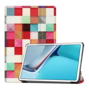 Tok álló, bőr hatású (aktív FLIP, oldalra nyíló, TRIFOLD, asztali tartó, kockás) SZÍNES Huawei MatePad 11 WIFI (DBY-W09)