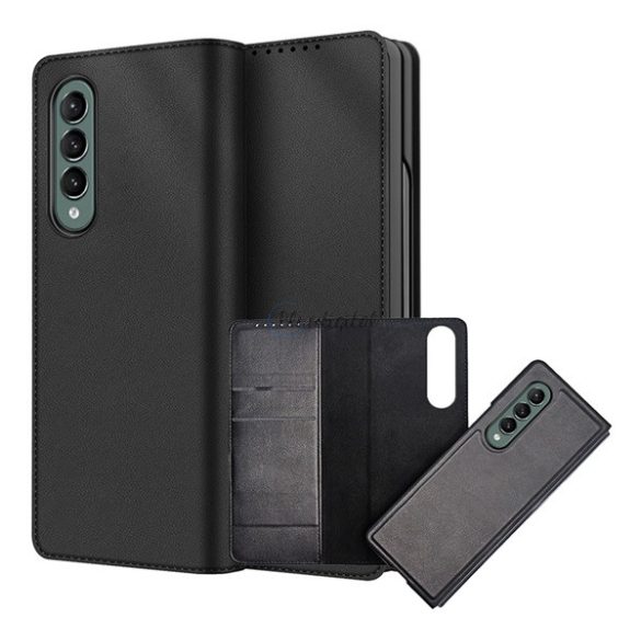 Tok álló, bőr 2in1 (FLIP, oldalra nyíló, bankkártya tartó, mágneses, asztali tartó funkció) FEKETE Samsung Galaxy Z Fold3 5G (SM-F926)