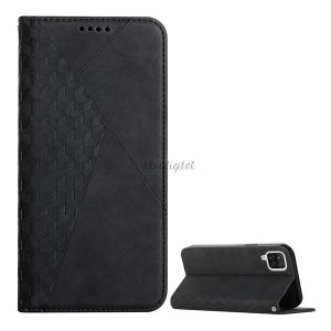 Tok álló, bőr hatású (FLIP, oldalra nyíló, asztali tartó funkció, 3D rombusz minta, prémium) FEKETE Samsung Galaxy A22 4G (SM-A225), Samsung Galaxy M22 (SM-M225F)