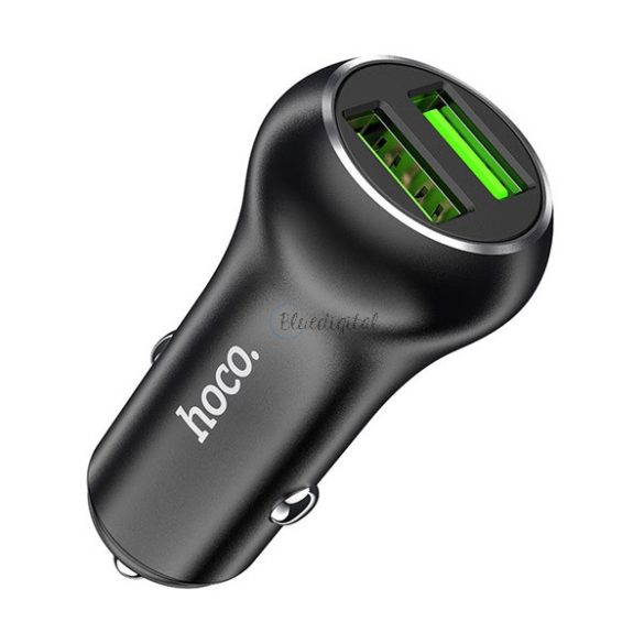 HOCO Z37 autós töltő 2 USB aljzat (5V / 3000mA, 36W, gyorstöltés támogatás, QC3.0) FEKETE Alcatel 1B (2022) OT-5031, Asus Zenfone 9, Motorola Moto G42 (XT2233), Asus ROG Phone 6, Samsung Tobi (