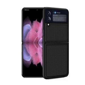 Műanyag telefonvédő (ultravékony, közepesen ütésálló, karbon minta) FEKETE Samsung Galaxy Z Flip3 5G (SM-F711)