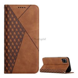   Tok álló, bőr hatású (FLIP, oldalra nyíló, asztali tartó funkció, 3D rombusz minta, prémium) BARNA Samsung Galaxy A42 5G (SM-A425F)