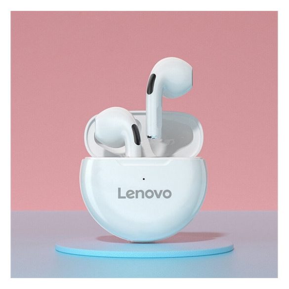 LENOVO HT38 bluetooth fülhallgató SZTEREO (v5.0, TWS, mikrofon, cseppálló, zajszűrő + töltőtok) FEHÉR