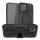 Defender műanyag telefonvédő (közepesen ütésálló, szilikon belső, kitámasztó, autógumi minta) FEKETE Apple iPhone 13 Pro Max
