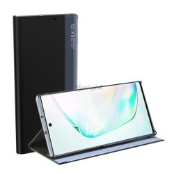   Tok álló, textil hatású (aktív FLIP, oldalra nyíló, asztali tartó funkció, Smart View Cover) FEKETE Xiaomi Redmi Note 9T 5G