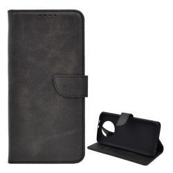   Tok álló, bőr hatású (FLIP, oldalra nyíló, asztali tartó funkció, prémium) FEKETE Xiaomi Redmi Note 9T 5G