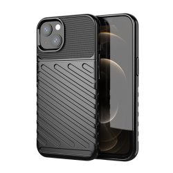   Szilikon telefonvédő (közepesen ütésálló, csíkos, dombor minta) FEKETE Apple iPhone 13