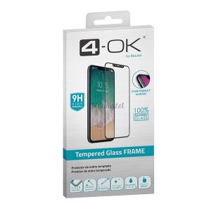 4-OK képernyővédő üveg (3D full glue, íves, teljes felületén tapad, tok barát, karcálló, 9H) FEKETE Apple iPhone 13 Pro, Apple iPhone 13