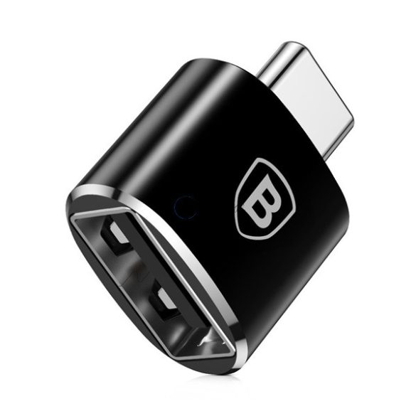 BASEUS adapter (USB aljzat - Type-C, USB / pendrive csatlakoztatás, OTG) FEKETE