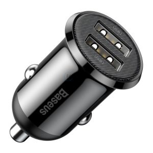 BASEUS GRAIN PRO autós töltő 2 USB aljzat (24W, gyorstöltő) FEKETE