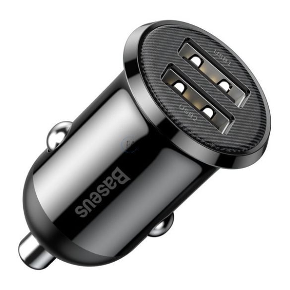BASEUS GRAIN PRO autós töltő 2 USB aljzat (5V / 4800mA, 24W, gyorstöltés támogatás) FEKETE